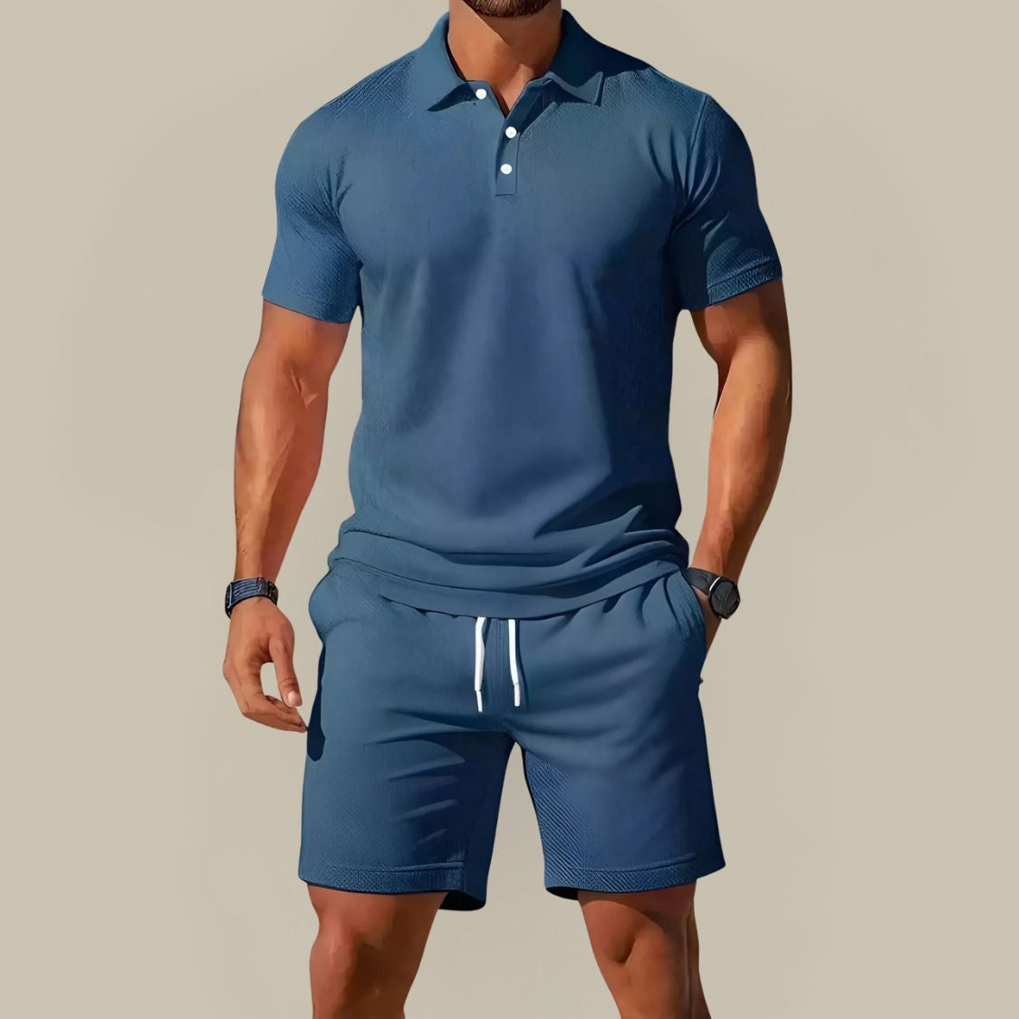 Heren Tweedelige Zomerset met Poloshirt en Korte Broek