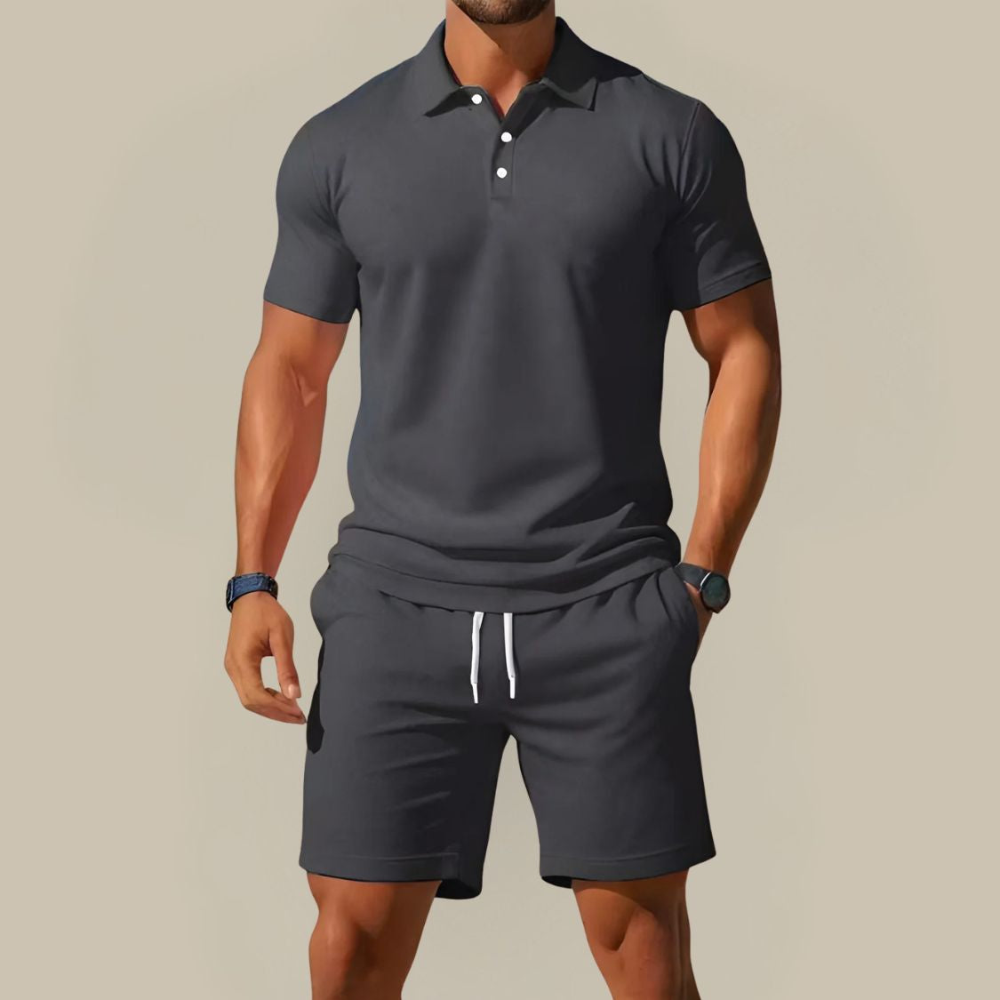 Heren Tweedelige Zomerset met Poloshirt en Korte Broek