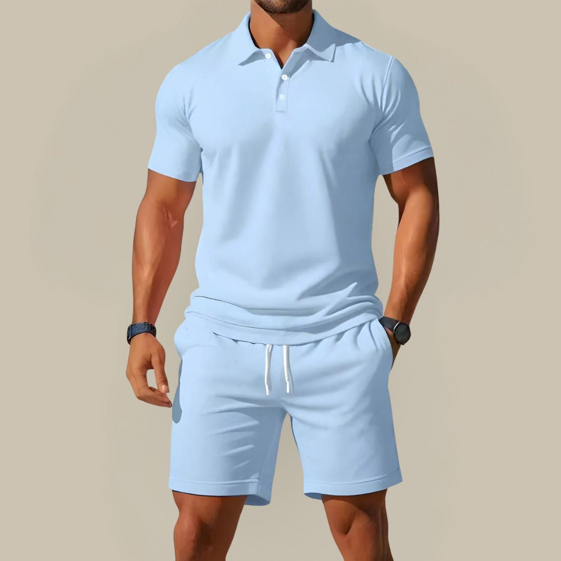 Heren Tweedelige Zomerset met Poloshirt en Korte Broek