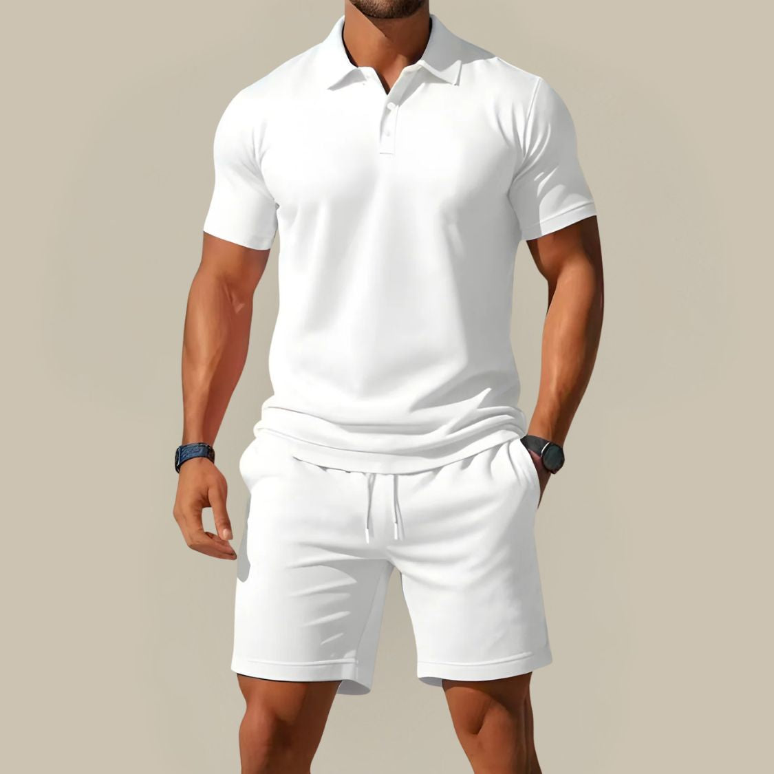 Heren Tweedelige Zomerset met Poloshirt en Korte Broek