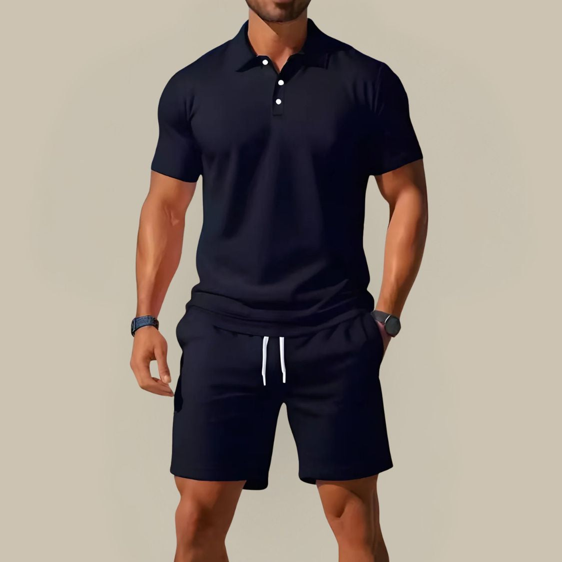 Heren Tweedelige Zomerset met Poloshirt en Korte Broek