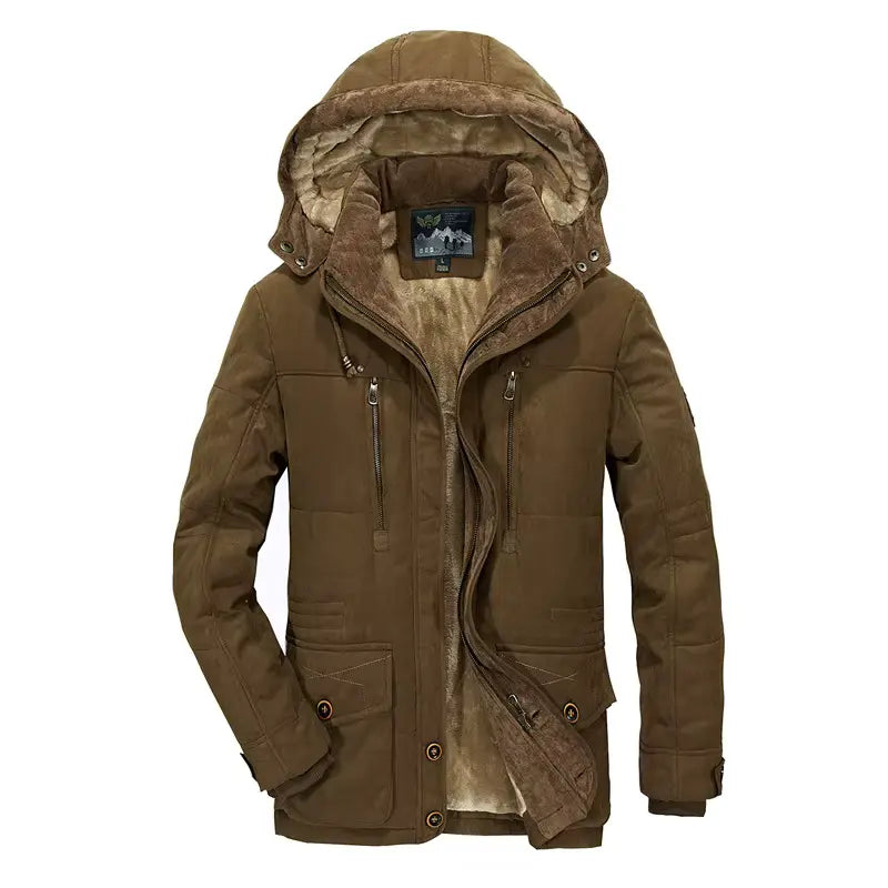 Heren Winterjas met Afneembare Capuchon en Fleecevoering