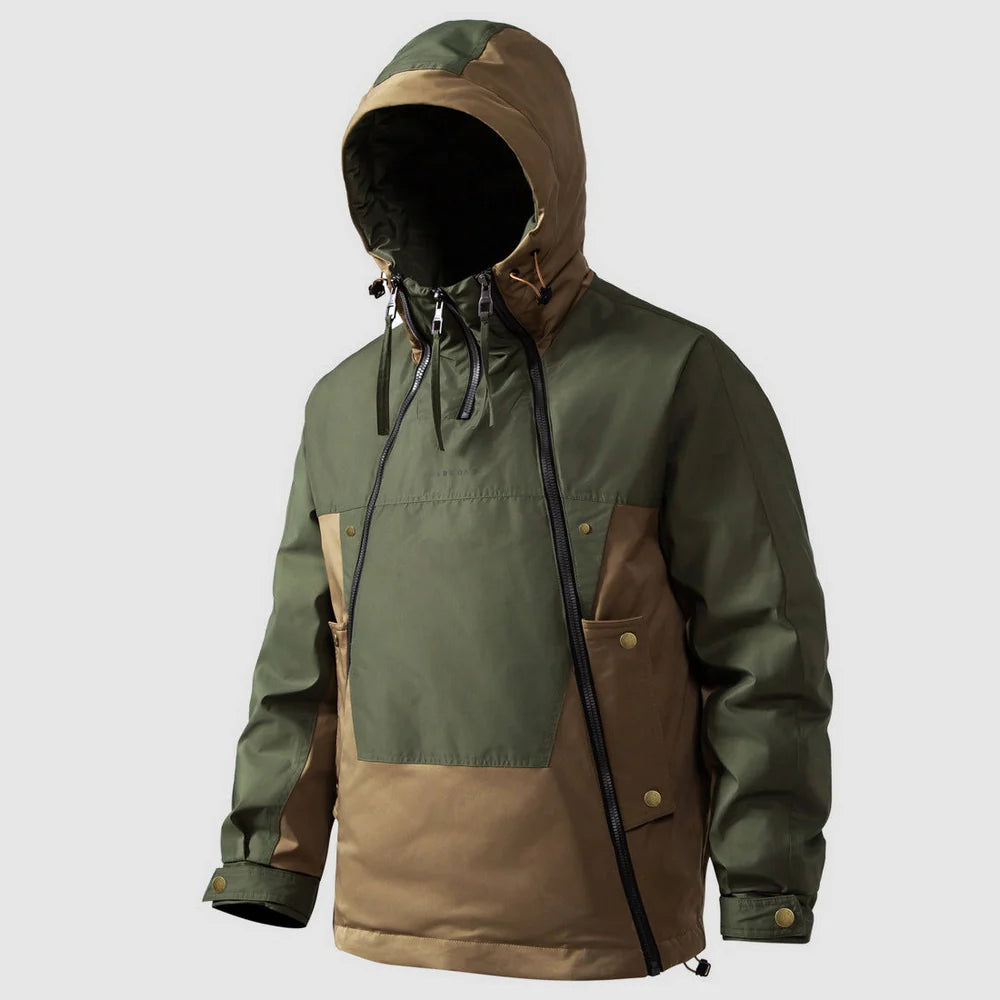 Heren Winterjas met Capuchon en Kleurvlakken