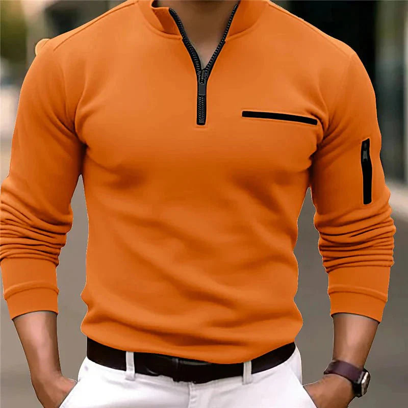 Herenshirt met ritssluiting en borstzak