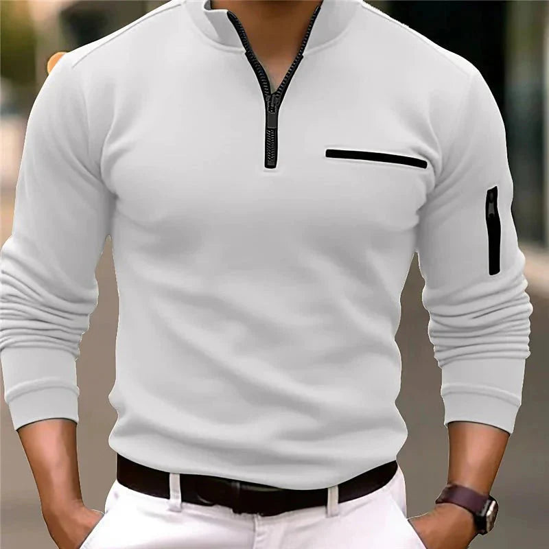 Herenshirt met ritssluiting en borstzak