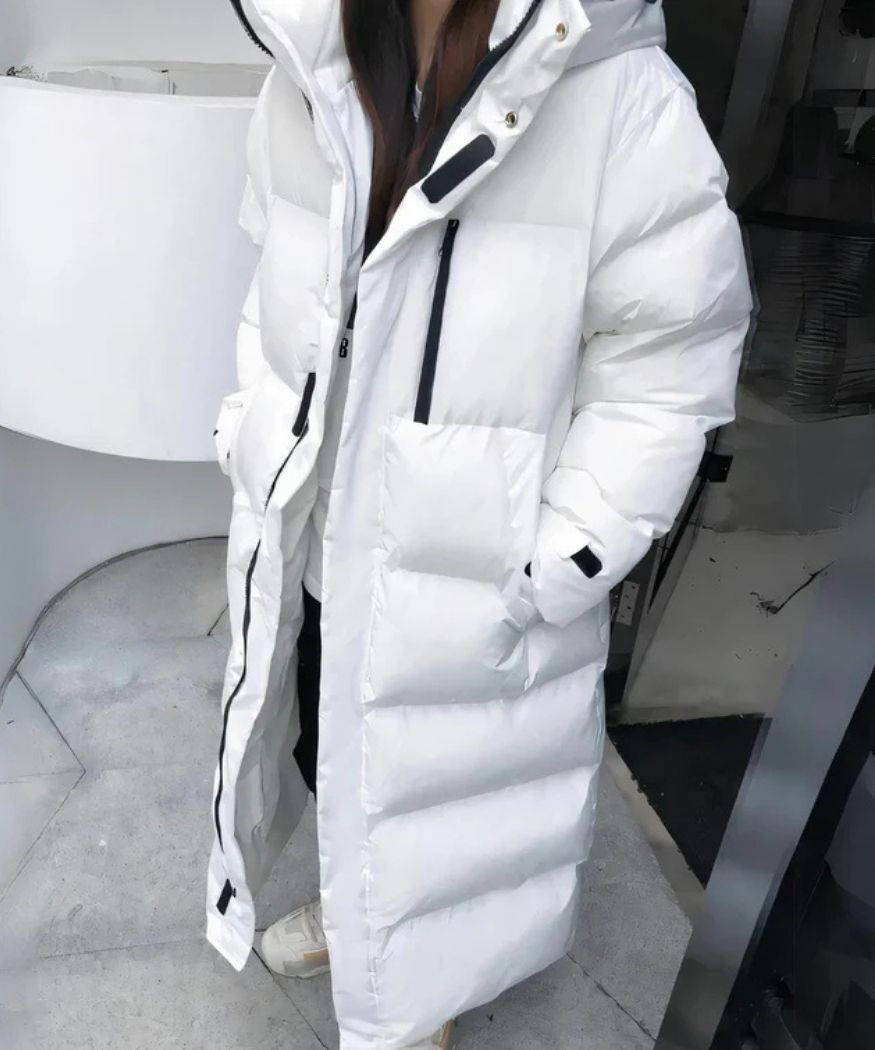 Lange Puffer Jas Dames met Capuchon en Waterafstotende Buitenlaag