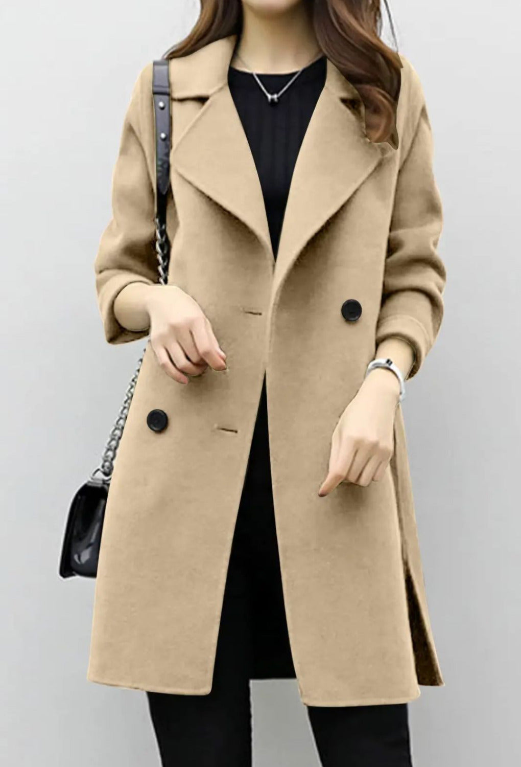 Lange Trenchcoat voor Dames met Knoopsluiting