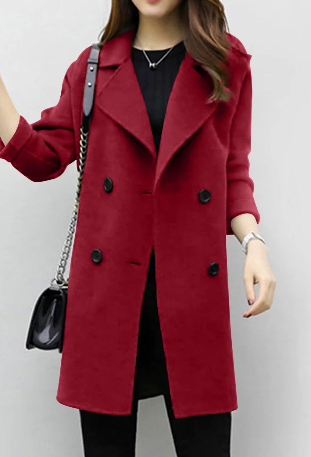 Lange Trenchcoat voor Dames met Knoopsluiting