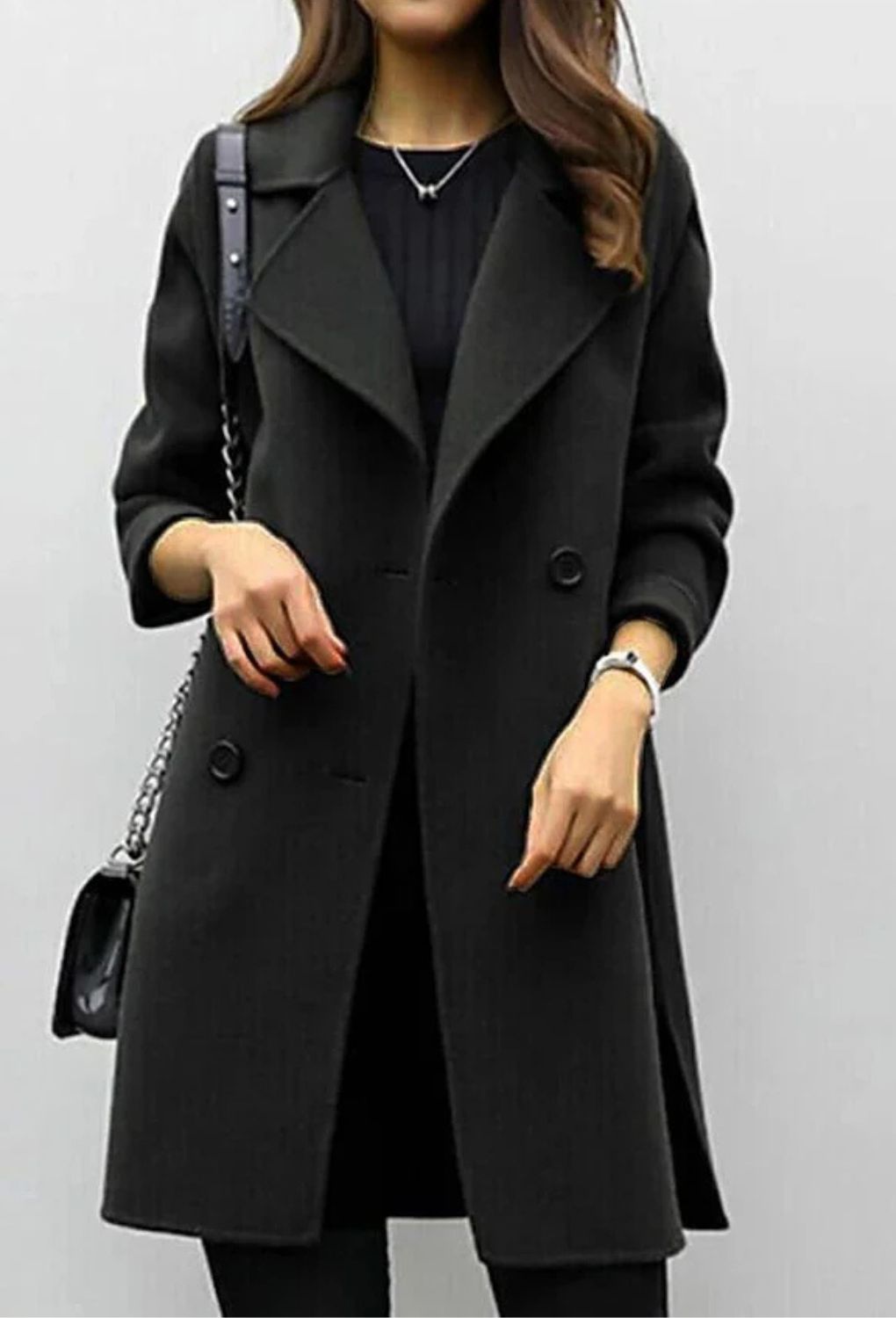 Lange Trenchcoat voor Dames met Knoopsluiting