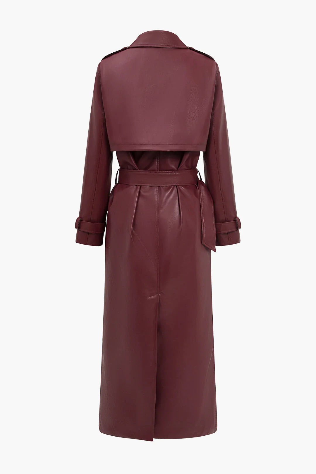Lange Trenchcoat voor Dames van Imitatieleer met Ceintuur