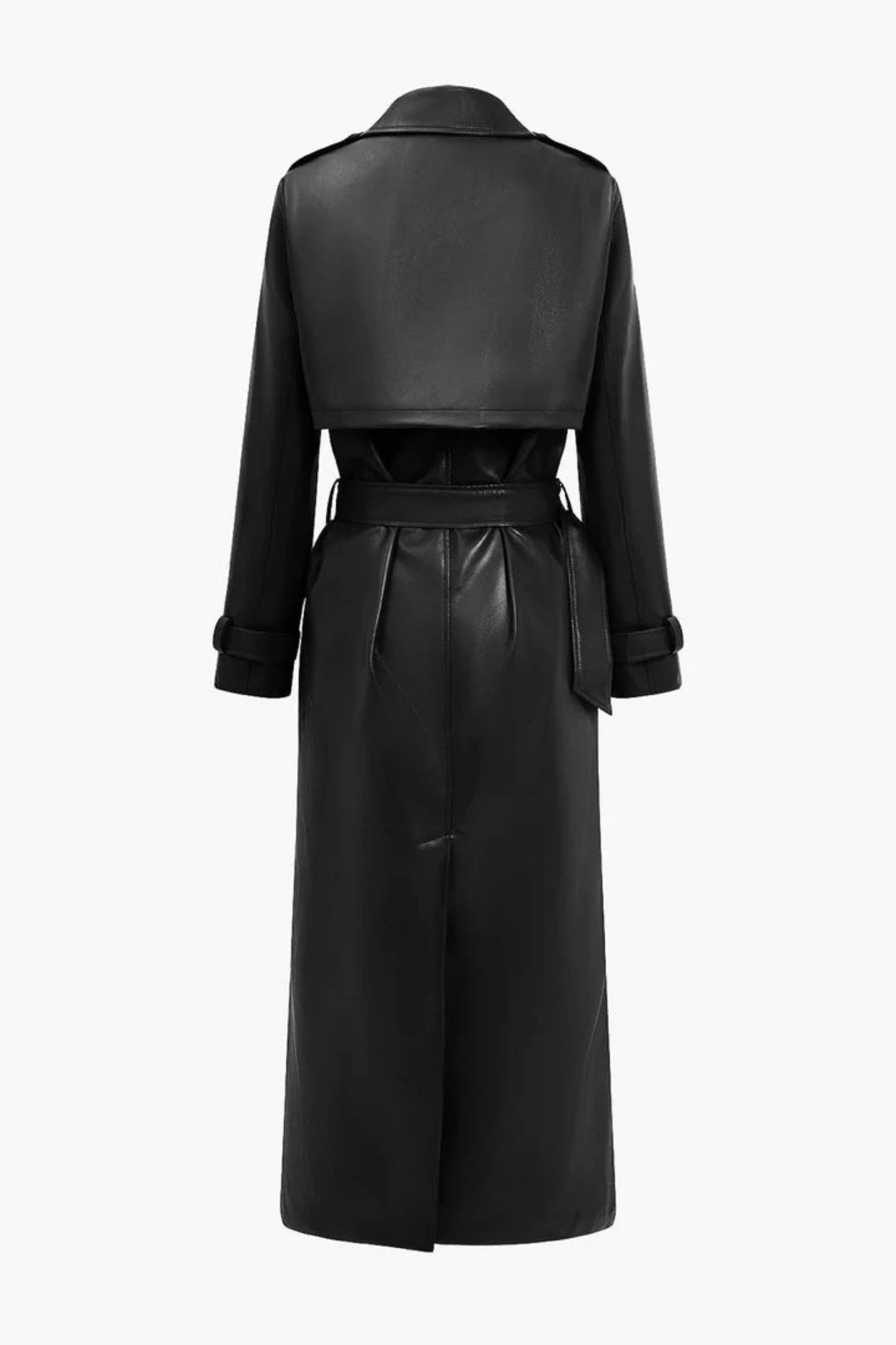 Lange Trenchcoat voor Dames van Imitatieleer met Ceintuur