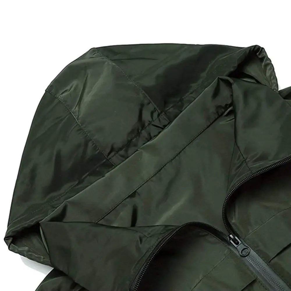 Lange regenjas met capuchon en klepzakken voor dames