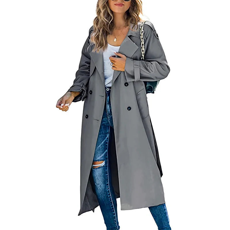 Lange trenchcoat met ceintuur voor dames