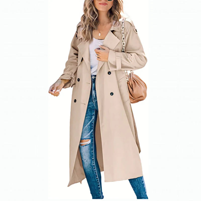 Lange trenchcoat met ceintuur voor dames
