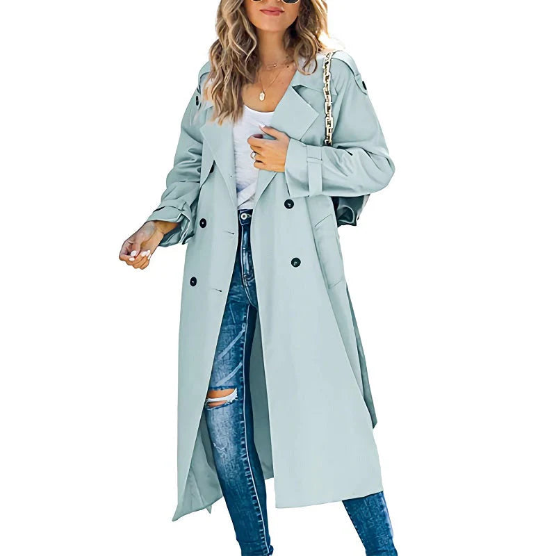 Lange trenchcoat met ceintuur voor dames