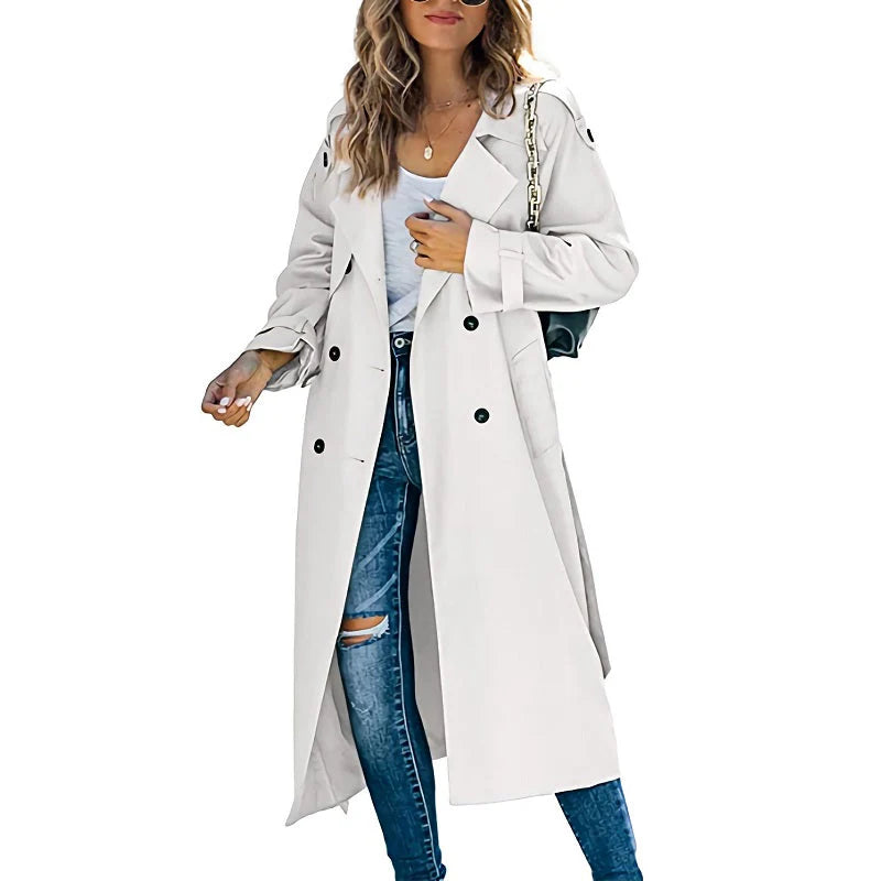 Lange trenchcoat met ceintuur voor dames