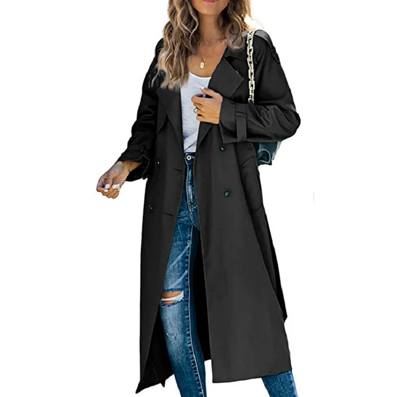 Lange trenchcoat met ceintuur voor dames