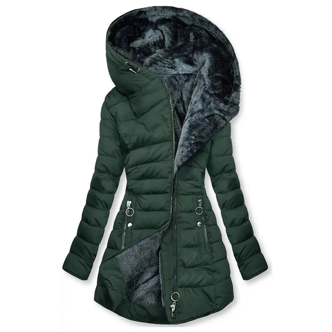 Lange waterafstotende winterjas met capuchon voor dames