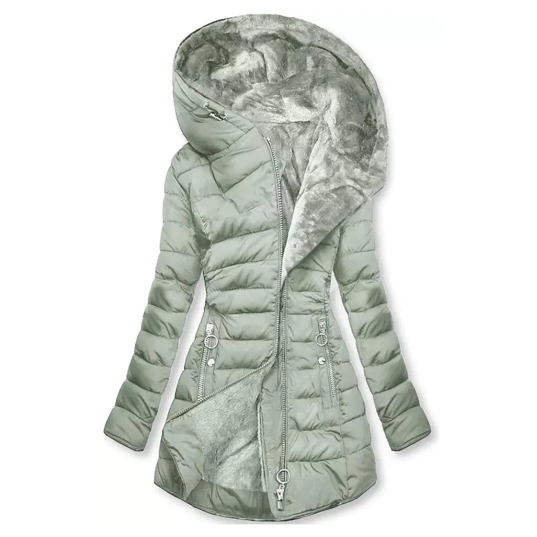 Lange waterafstotende winterjas met capuchon voor dames