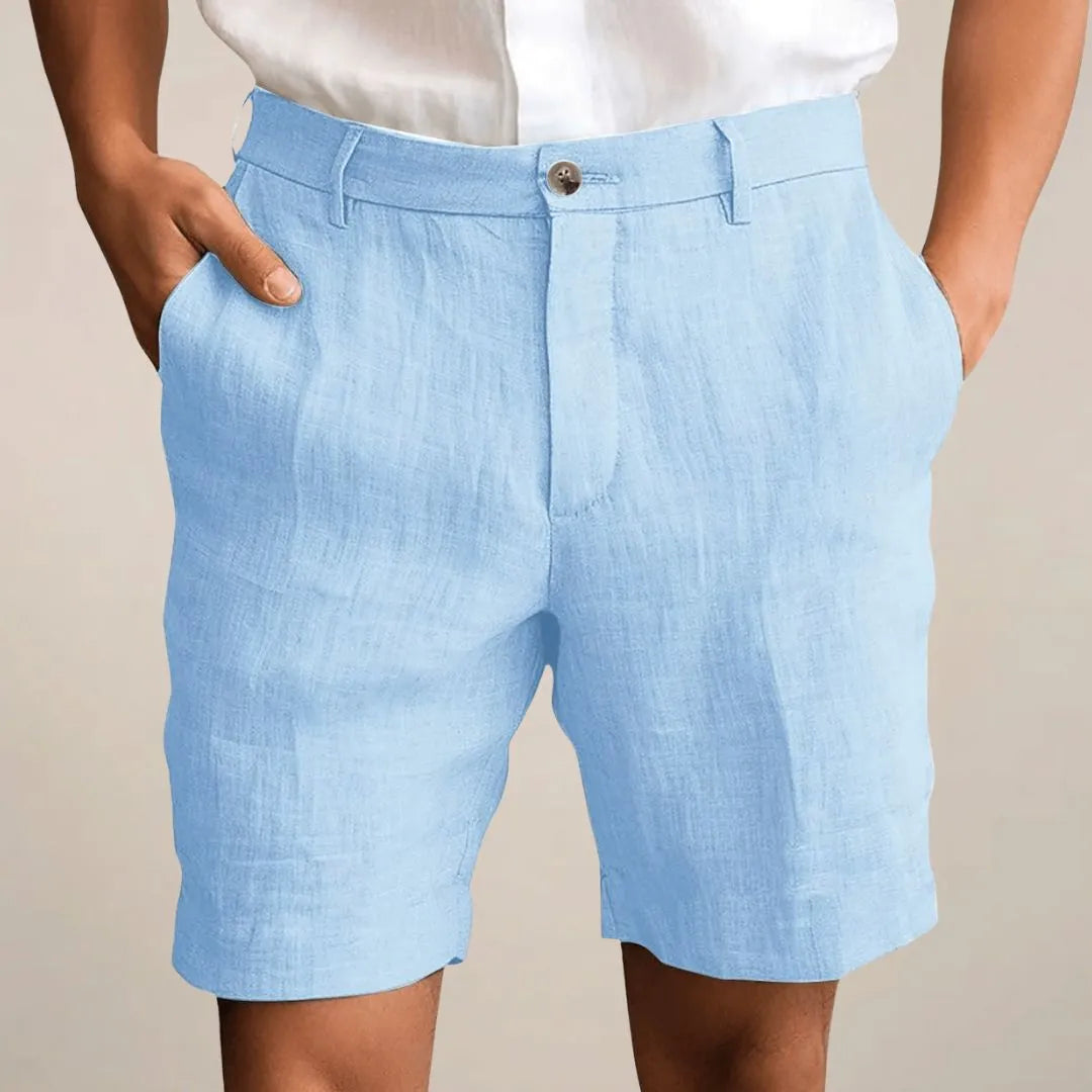 Linnen Korte Broek Heren met Knoopsluiting en Steekzakken