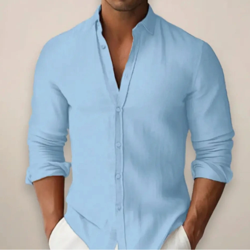 Linnen Overhemd Heren met Lange Mouwen en Slim Fit
