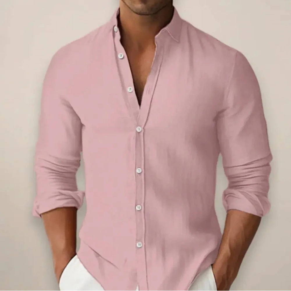 Linnen Overhemd Heren met Lange Mouwen en Slim Fit