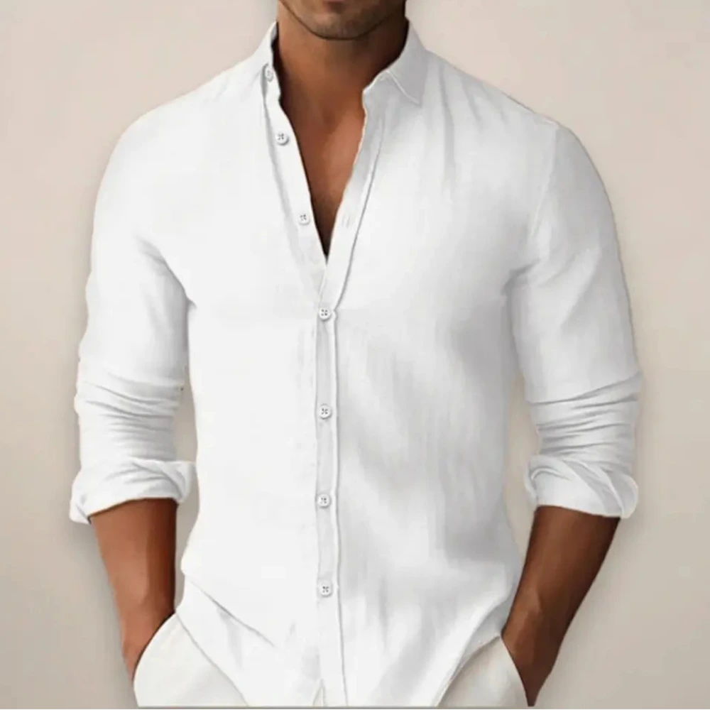 Linnen Overhemd Heren met Lange Mouwen en Slim Fit