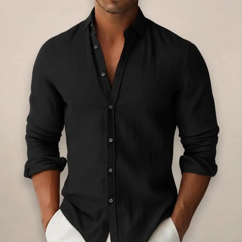 Linnen Overhemd Heren met Lange Mouwen en Slim Fit