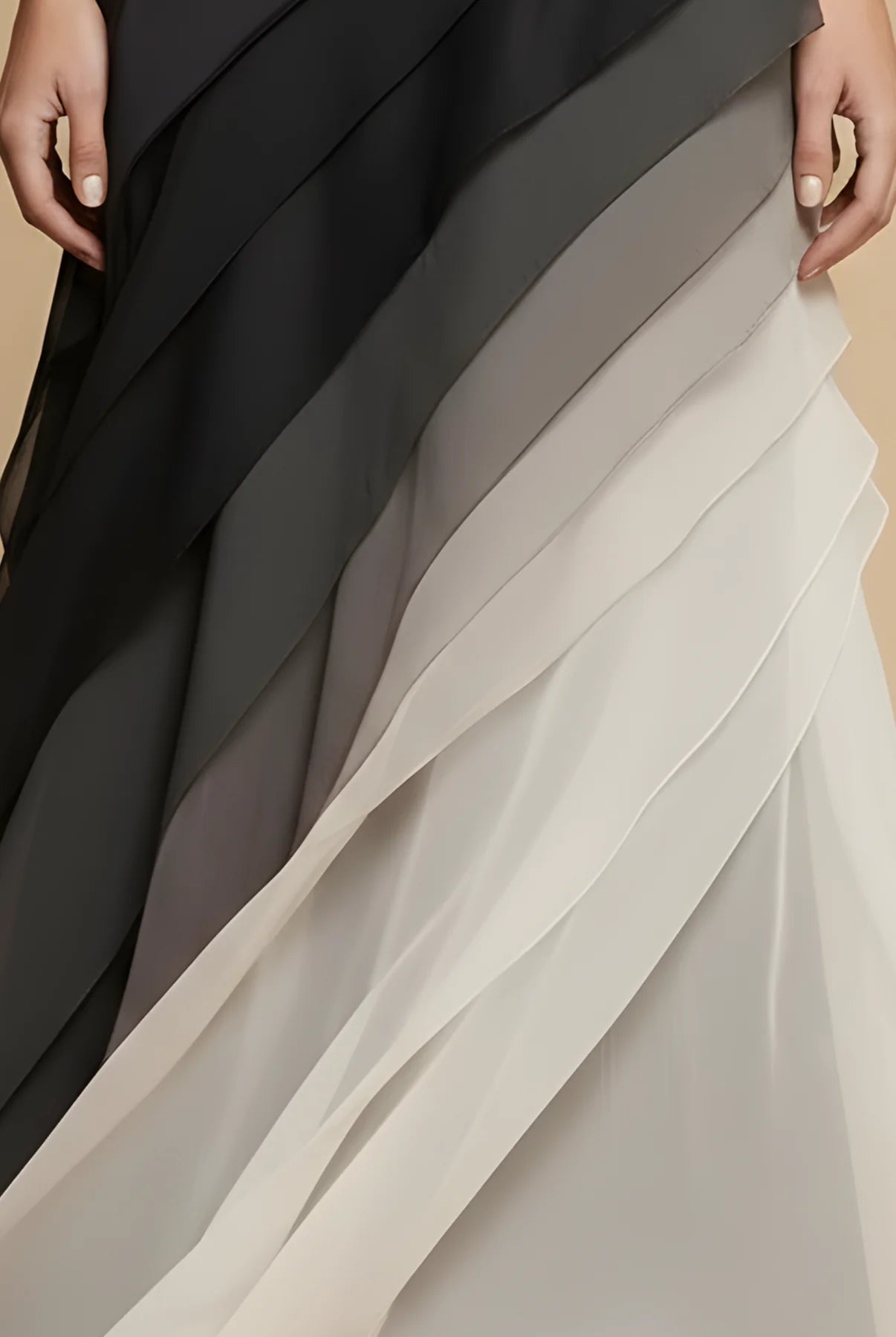 Maxi Jurk met Bootshals en Ombre Chiffon Rok