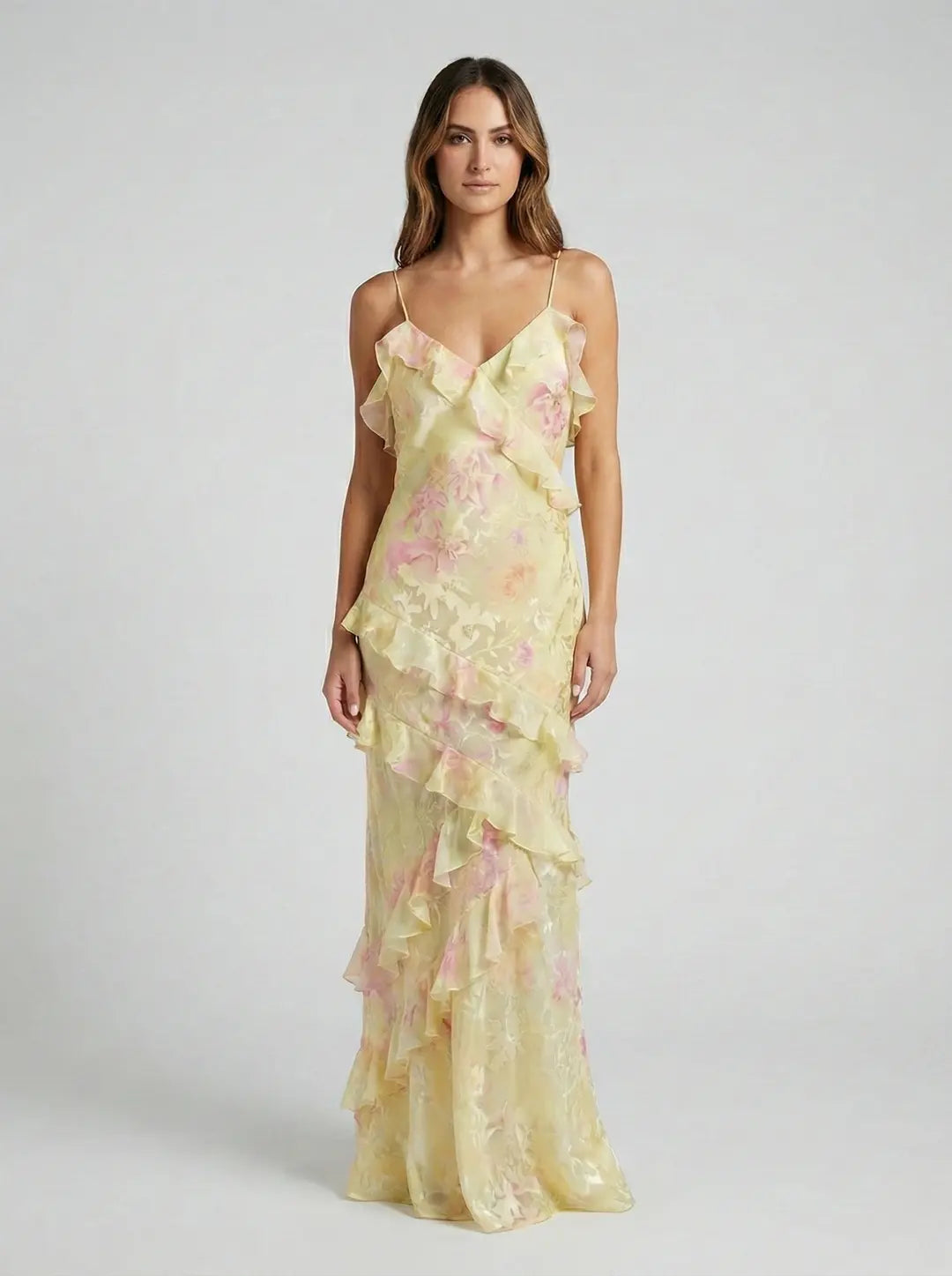 Maxi Zomerjurk met Ruches en Bloemenprint