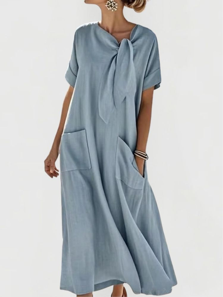 Maxi Zomerjurk met Strikdetail en Zakken