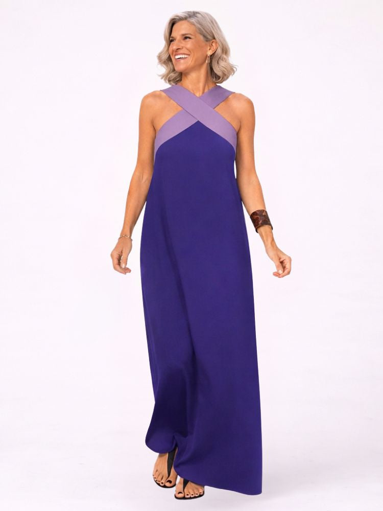 Mouwloze Maxi Zomerjurk met Gekruiste Hals