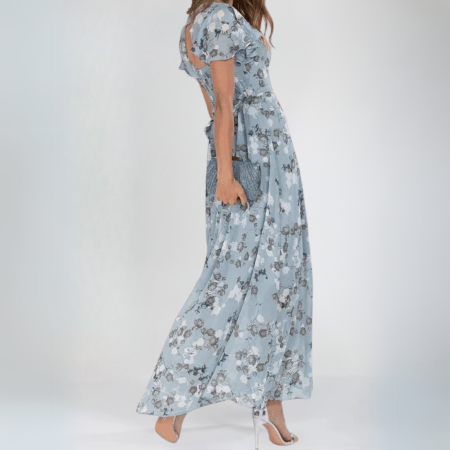 Amara - Elegante Luchtige Maxi BloemenJurk met V-hals
