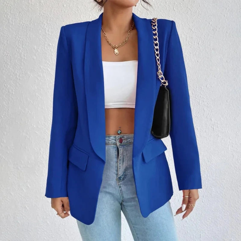 Open damesblazer met lange mouwen en zakken