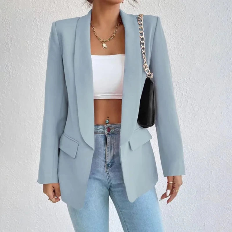 Open damesblazer met lange mouwen en zakken
