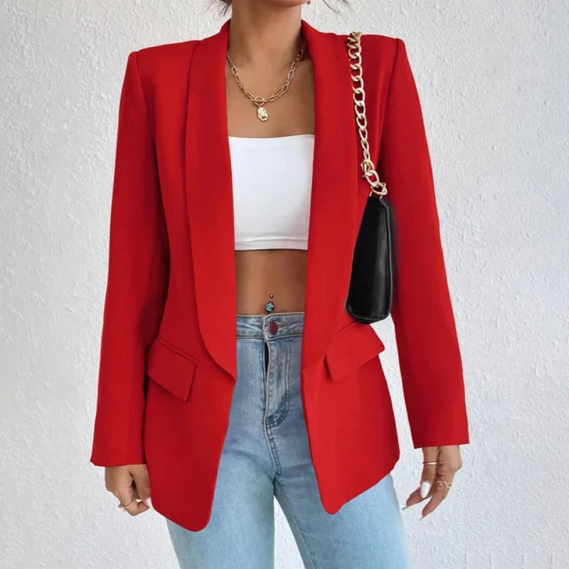 Open damesblazer met lange mouwen en zakken