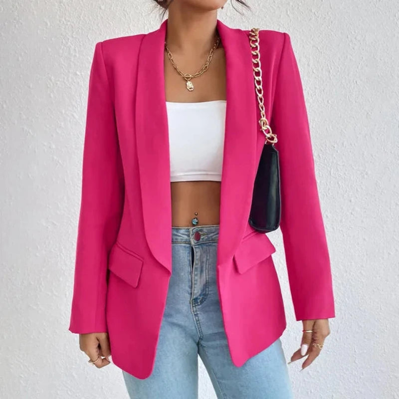 Open damesblazer met lange mouwen en zakken