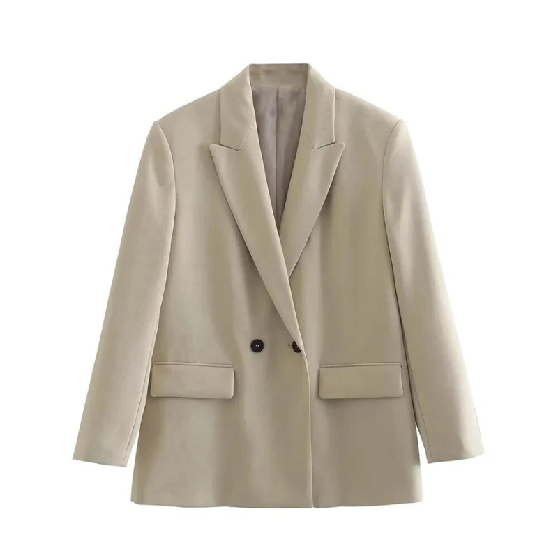 Oversized blazer met dubbele knoopsluiting en klepzakken voor dames