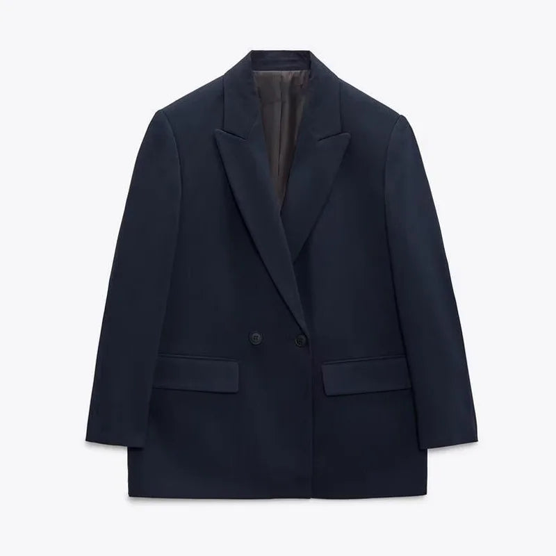 Oversized blazer met dubbele knoopsluiting en klepzakken voor dames