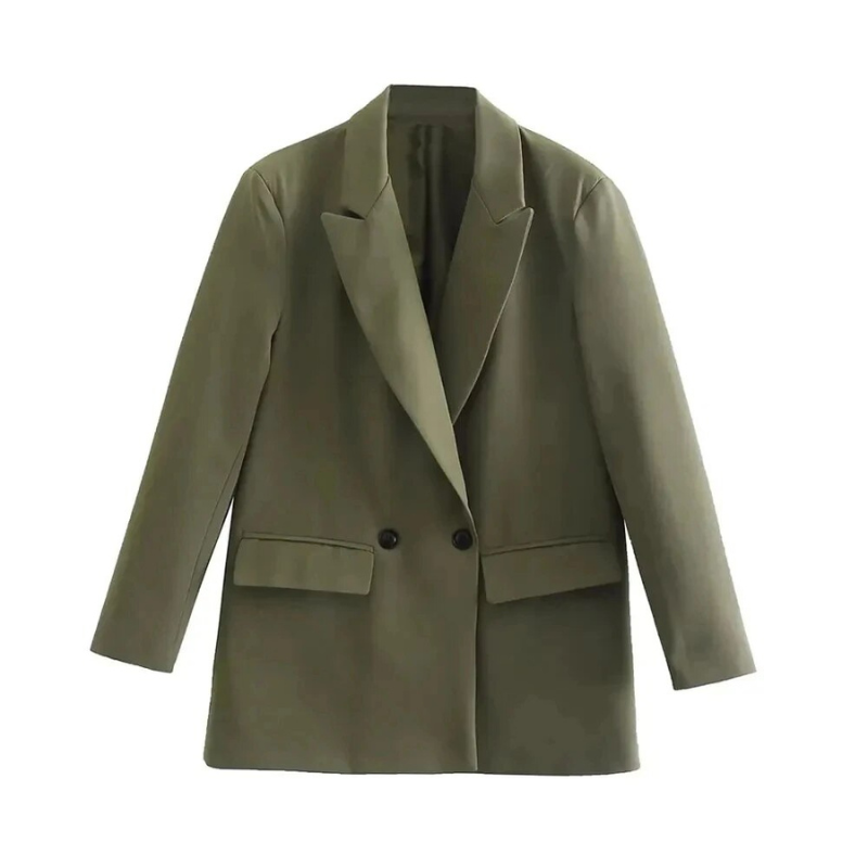 Oversized blazer met dubbele knoopsluiting en klepzakken voor dames
