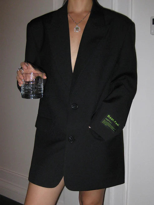 Oversized blazer met reverskraag en knoopsluiting voor dames