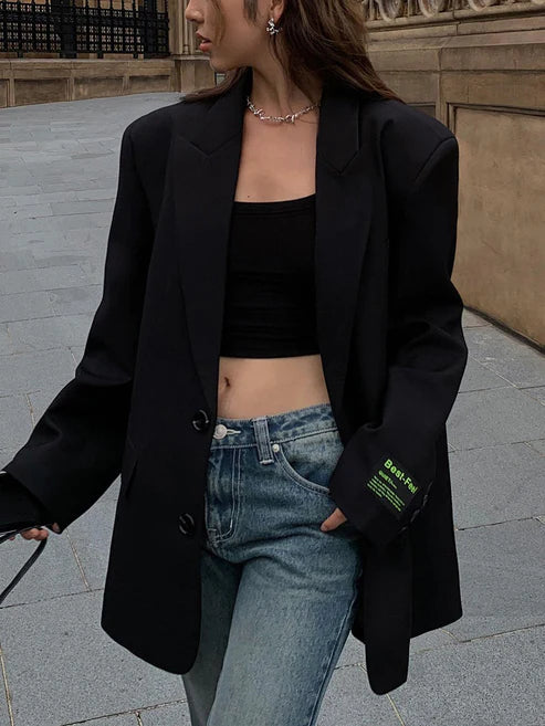 Oversized blazer met reverskraag en knoopsluiting voor dames