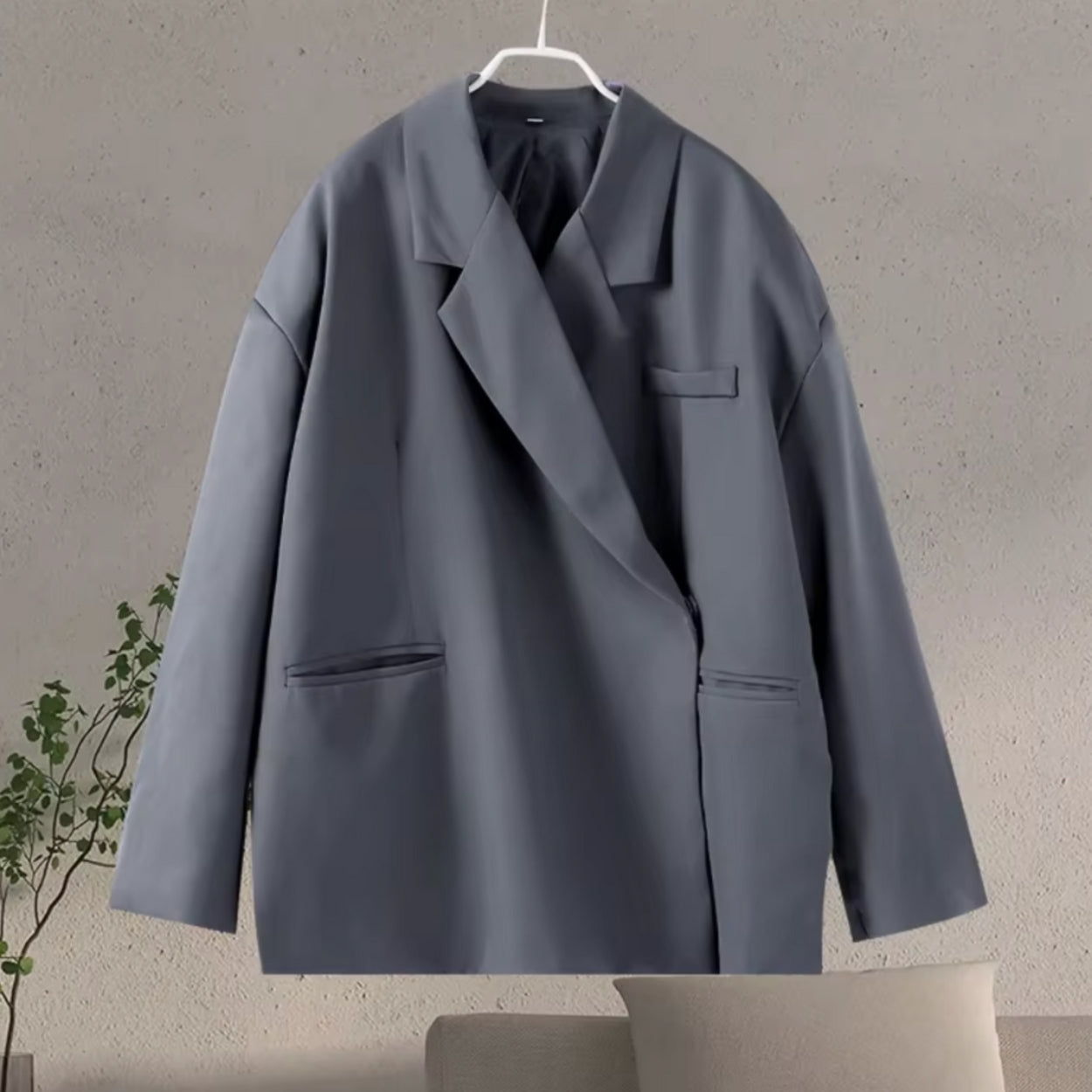 Oversized blazer met reverskraag en paspelzakken voor dames