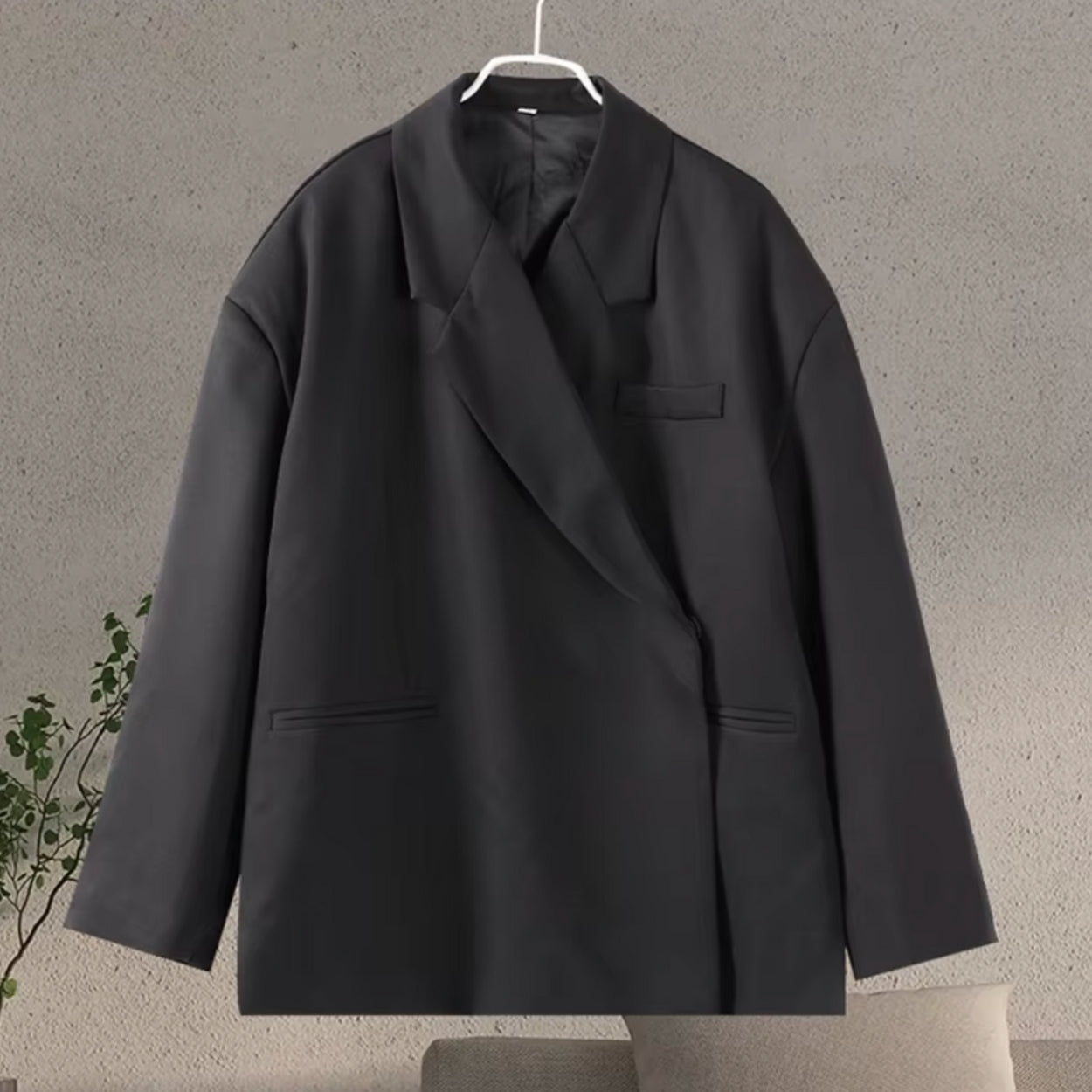Oversized blazer met reverskraag en paspelzakken voor dames