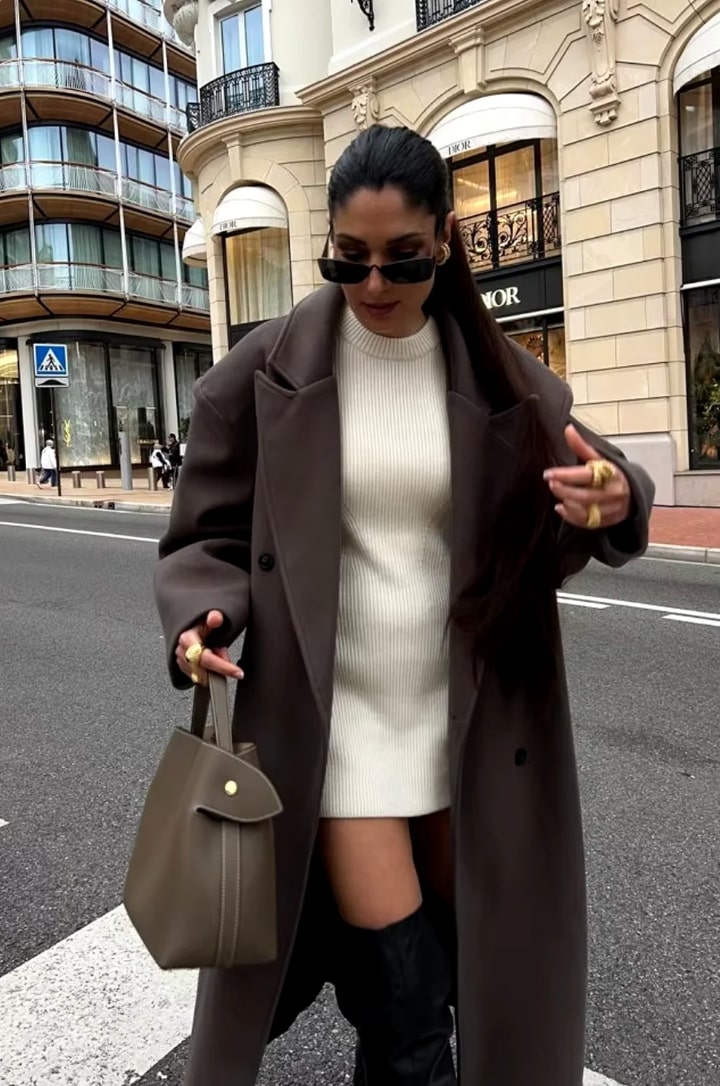Oversized mantel met dubbele knoopsluiting en lange pasvorm voor dames