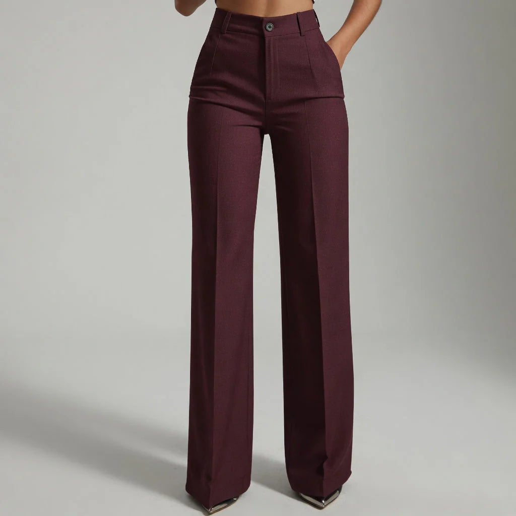 Pantalon Dames met Hoge Taille en Wijde Pijpen