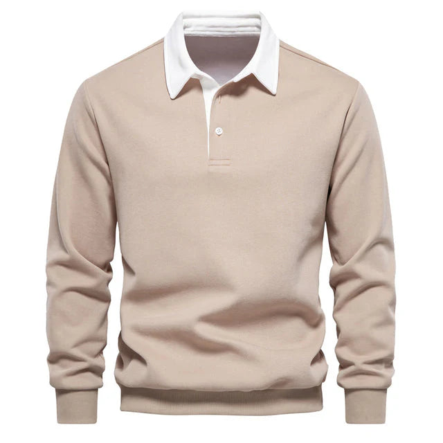Polo sweatshirt met kraag en lange mouwen voor heren