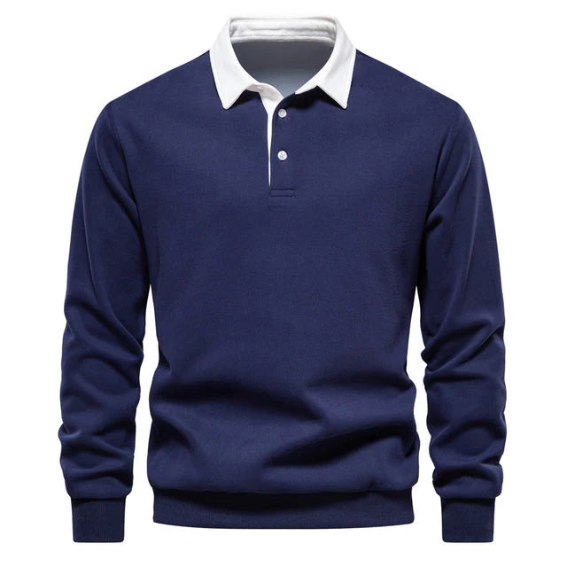 Polo sweatshirt met kraag en lange mouwen voor heren