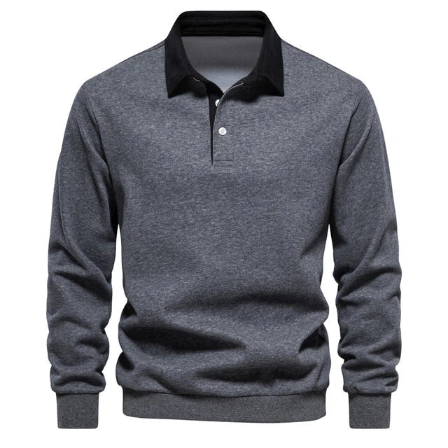 Polo sweatshirt met kraag en lange mouwen voor heren