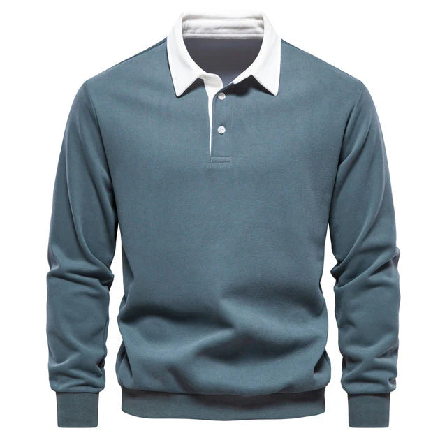 Polo sweatshirt met kraag en lange mouwen voor heren